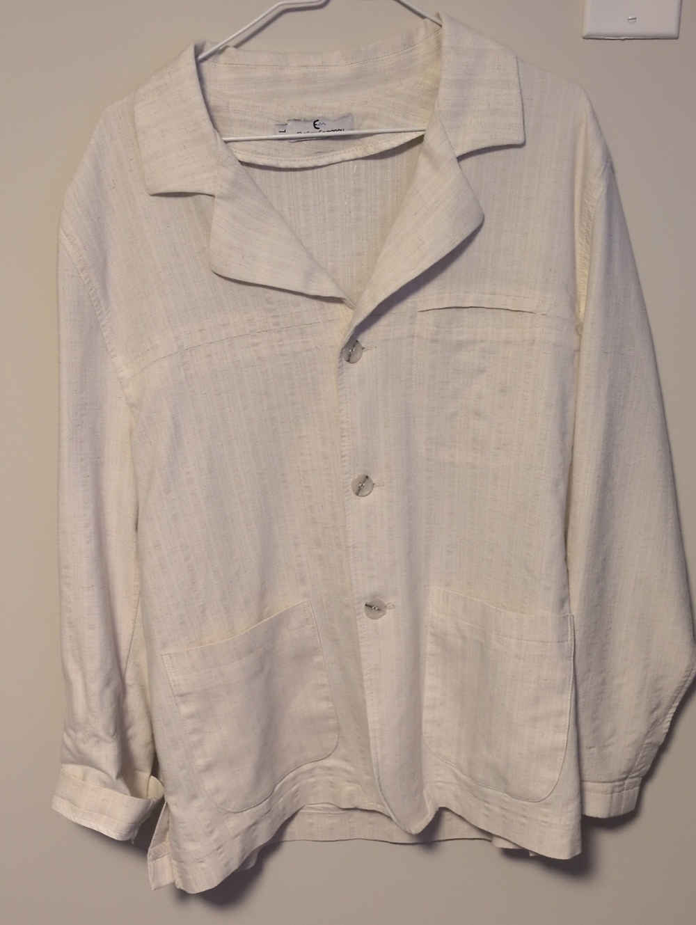 Women's Cream Relaxed Linen-Blend Blazer Jacket